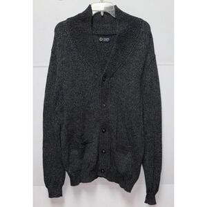 Chaps Men Grey Shawl Collar Cardigan Sweater Sz L Preppy Academia Businesscasual